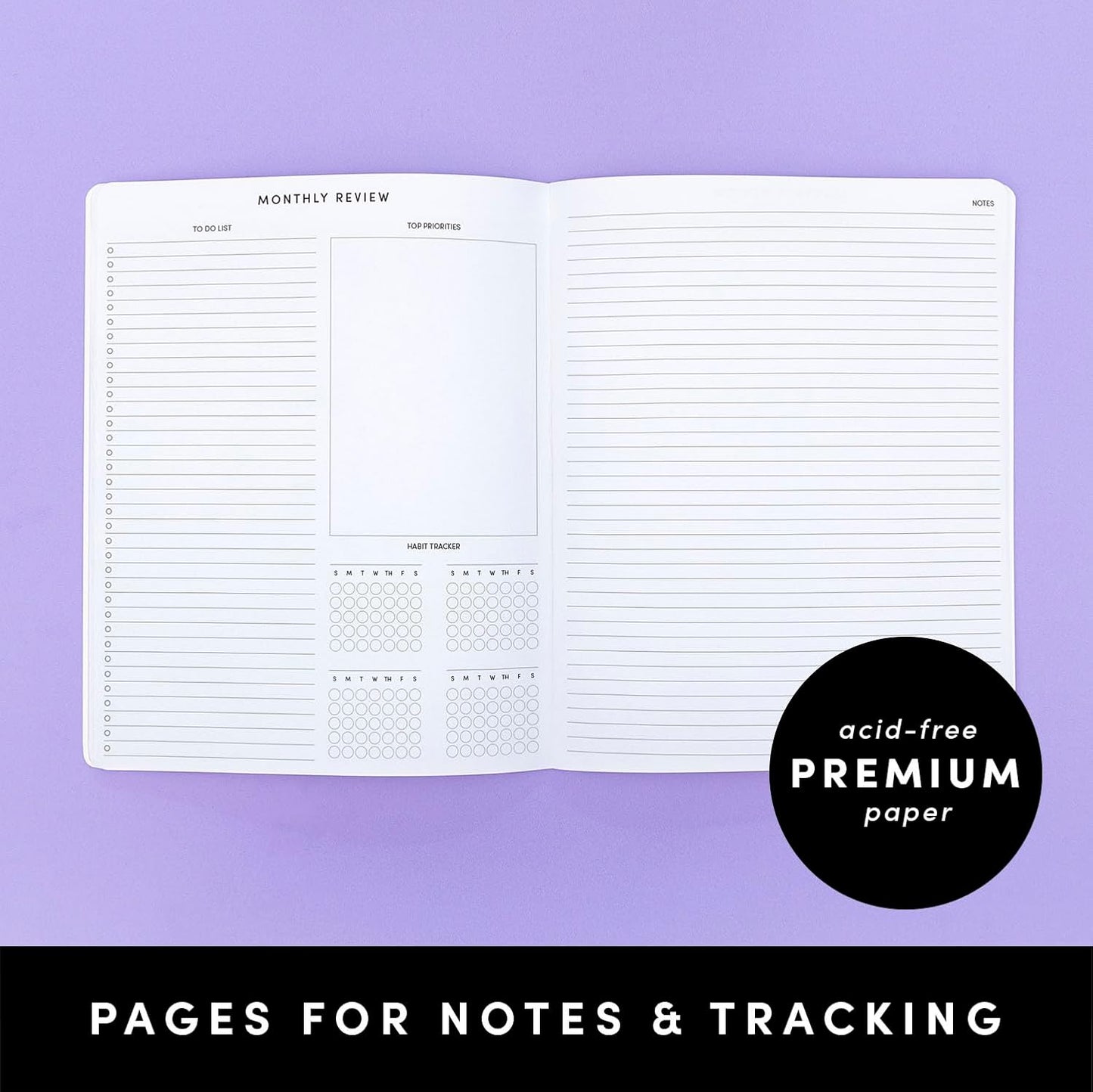 PAPERAGE 2026 Monthly Planner, 12 Months (January 2026 - December 2026), 8 in x 10 in, 2026 Planner with Large Monthly Spreads & Calendar Views, Note Pages, To Do Lists & Trackers, – Bright Stripes
