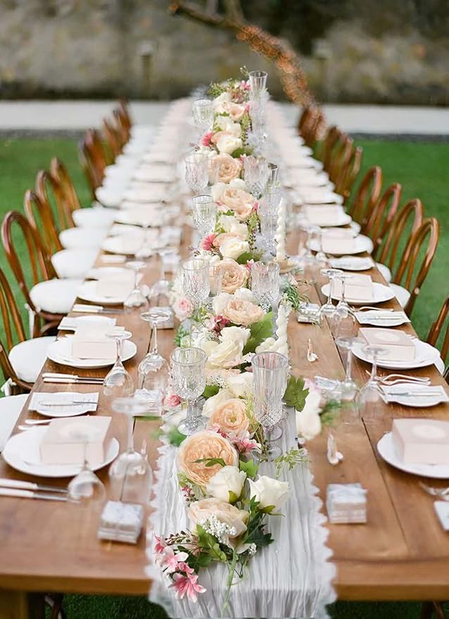 2 Pack Artificial Peony Flower Garland - 6ft Silk Peony Garland Flower Vine Champagne Peony Silk Roses Flowers for Wedding Arch Party Table Decor (2, Champagne)