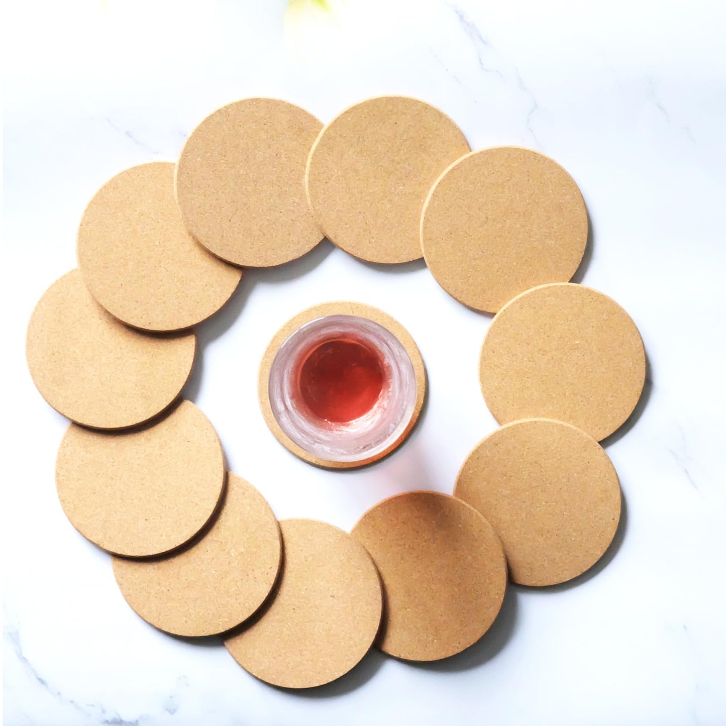 12 pcs Round Edge Cork Coasters for Drinks are Reusable Tea or Coffee Coasters, do-it-Yourself Blank Coasters, Cork Plant Coasters, Gifts for Family and Friends