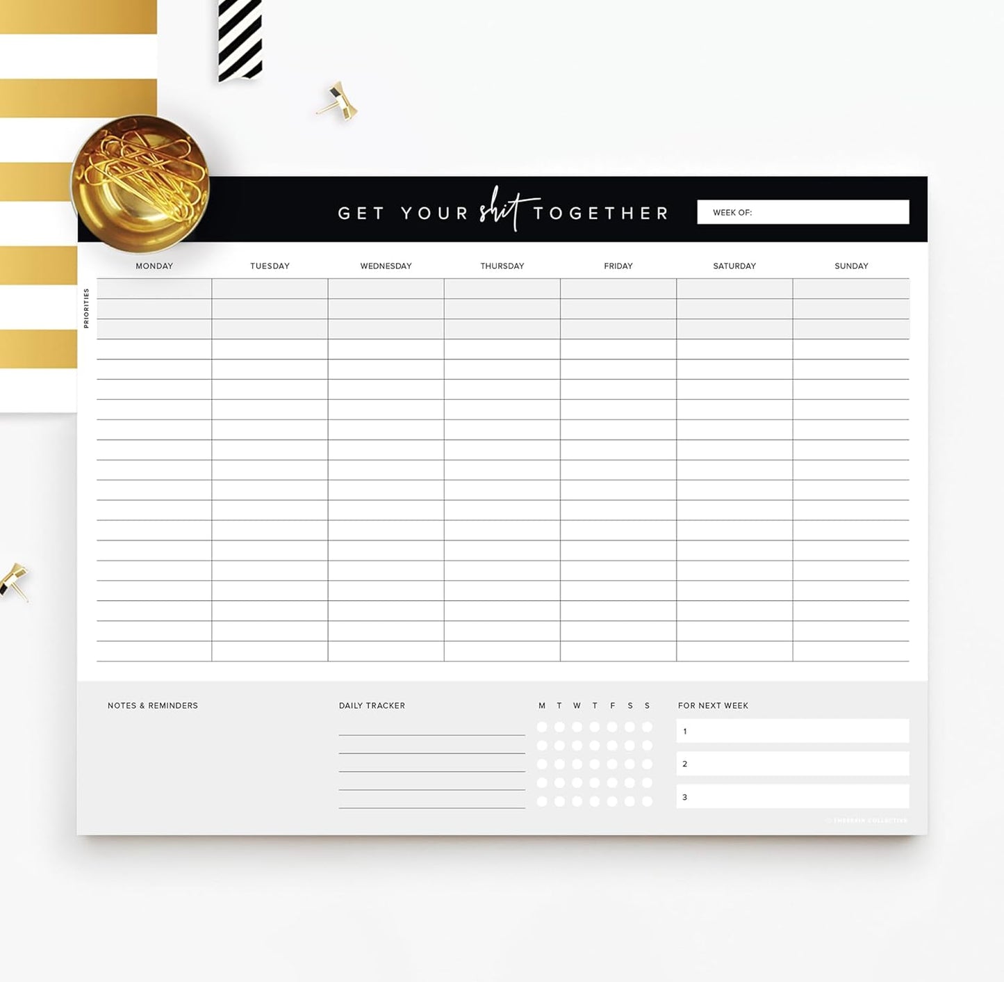Get Your Stuff Together Weekly Work Planner - 8.5 x 11 Inch Undated Daily Planner with 52 Tear-Off Pages, Weekly To Do List Notepad for Effective Task Management, US Owned Busines