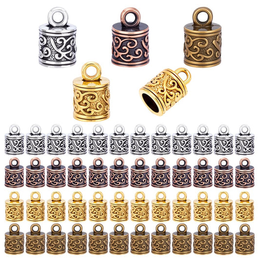 PH PandaHall 120pcs 4 Colors Cord End Caps Jewellery End Caps Tassel Cap Leather Bracelet Making Kit Alloy Chain Ends for Jewellery Making Kumihimo Supplies, Inner Diameter: 5.5mm