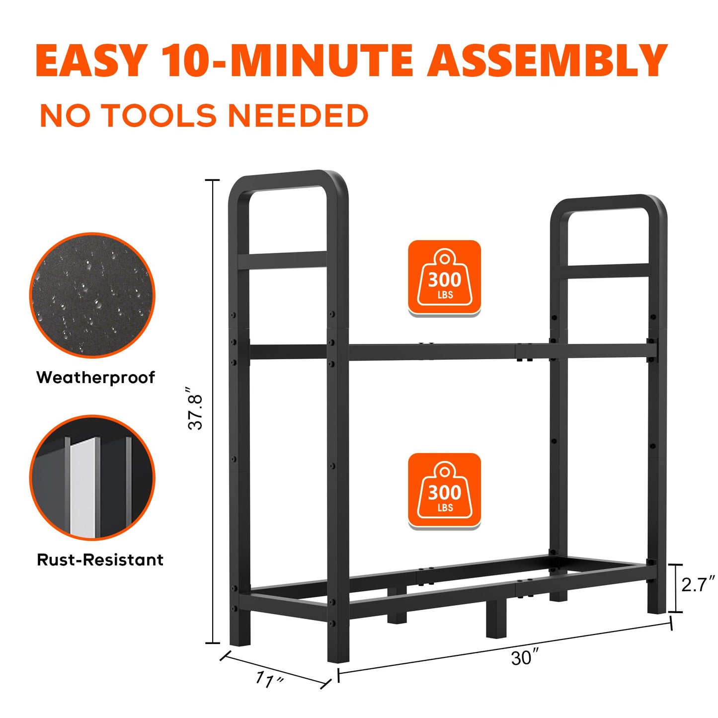 HXJLJY 2-Tier Large Firewood Rack Outdoor Indoor with Log Carrier Bag, 30" Stable Log Holder Rustproof Metal Wood Rack for Fireplace Patio Deck Firepit, Heavy Duty Firewood Storage Organizer Tool