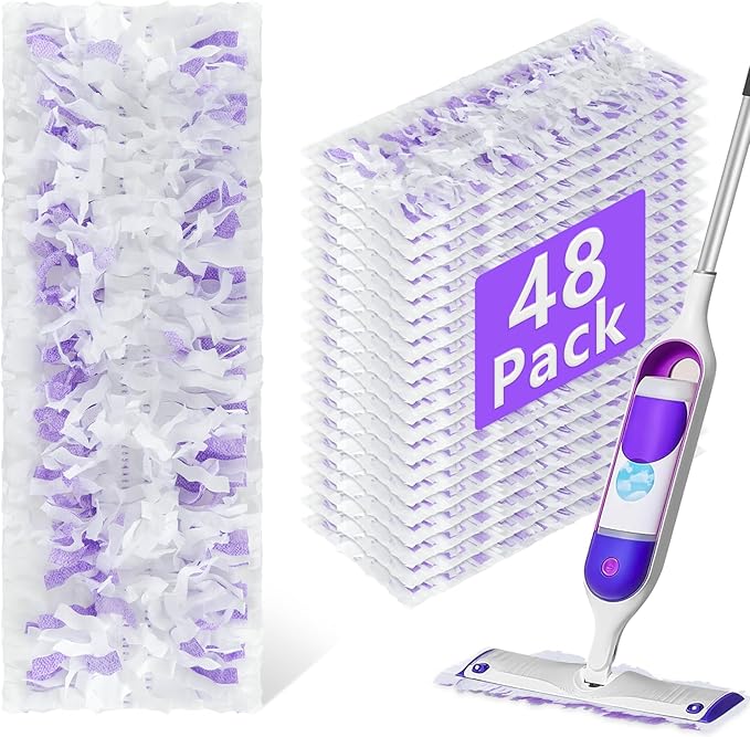 48 Pack Disposable Power Mop Refills Pads for Swiffer Power Mop,Spray Wet Pads Refill for Swiffer ,Disposable Mopping Pad Refills for Multi-Surface &Wood Floor Cleaning