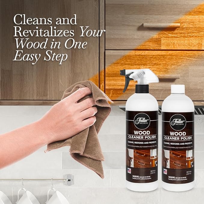 Fuller Brush Wood Polish & Cleaner – Conditions, Shines & Protects Wood Surfaces – Removes Dust, Smudges & Stains – Safe for Furniture, Cabinets, Tables & Trim - (Refill Bottle - Pack of 4)