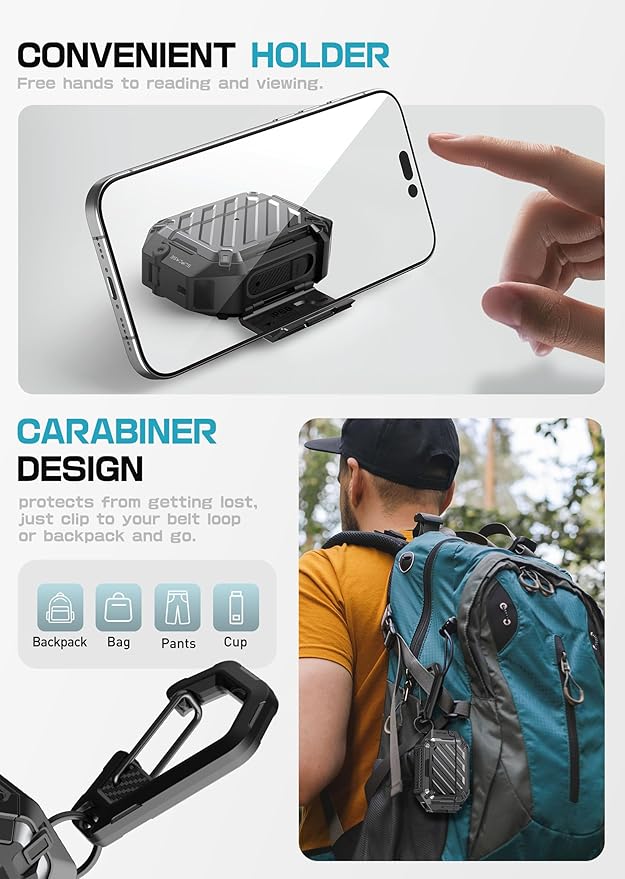 SUPCASE for AirPods Pro 3 Case with Lock & Carabiner, [IP68 Waterproof] [Military-Grade Protection] [Supports Wireless Charging] Anti-Scratch Hard Shell Cover for AirPods Pro 3rd Gen, Black
