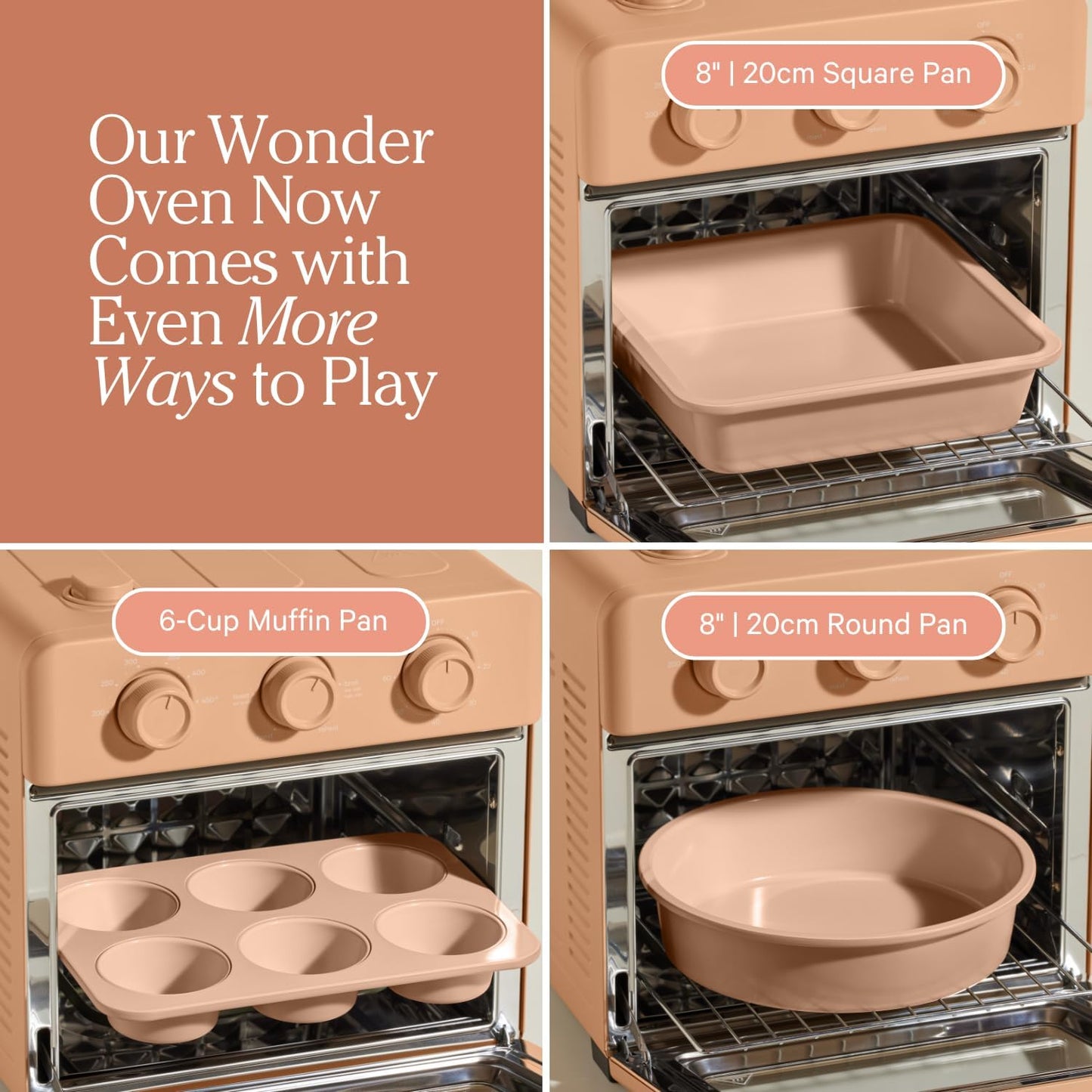 Our Place Wonder Oven Baker’s Kit – 3-Piece Toxin-Free Ceramic Nonstick Bakeware Set (8” Round, 8” Square, 6-Cup Muffin Pan) - Oven-Safe up to 450°F - Spice