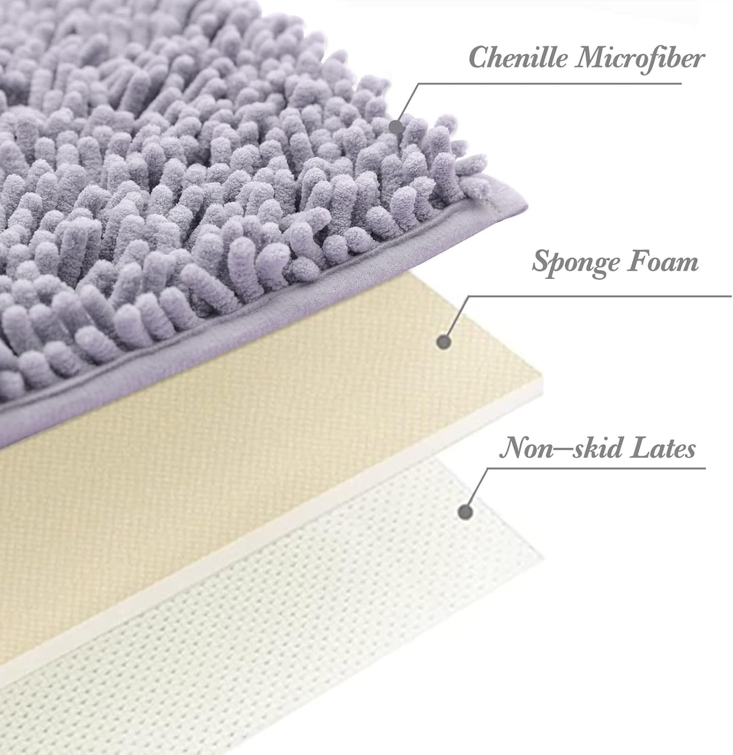 Non-Slip Bath Rug,Extra Soft Microfiber Bedroom Shag Carpet with Anti-Slip Backing,Water/Dust Absorbent Fast Dry Shower Mat,Sound Insulated Stairs Pad,Machine Washable (Grey,12 x 24 Inches)