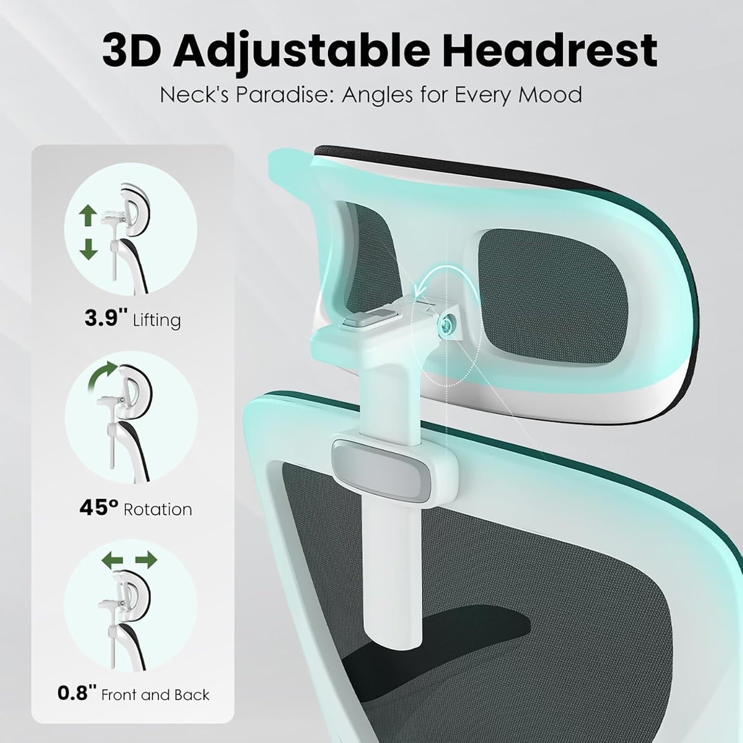 Ergonomic Office Chair, Comfy Home Office Chair High Back Computer Chair with Headrest, Adjustable Back Support, Flip-Up Arms, 90-120° Tilt and Wide Cushion, Up to 300lbs, Black+White