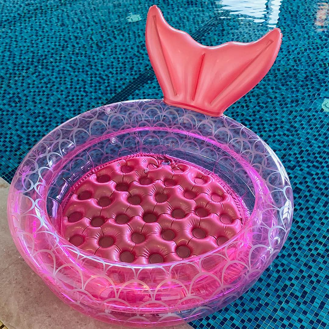 Benelet Inflatable Backyard Kiddie Mermaid Pools, Garden Round Swimming Pool for Kids, Kiddie Paddling Pool Indoor&Outdoor Baby Ball Pit Pool (35 inch)