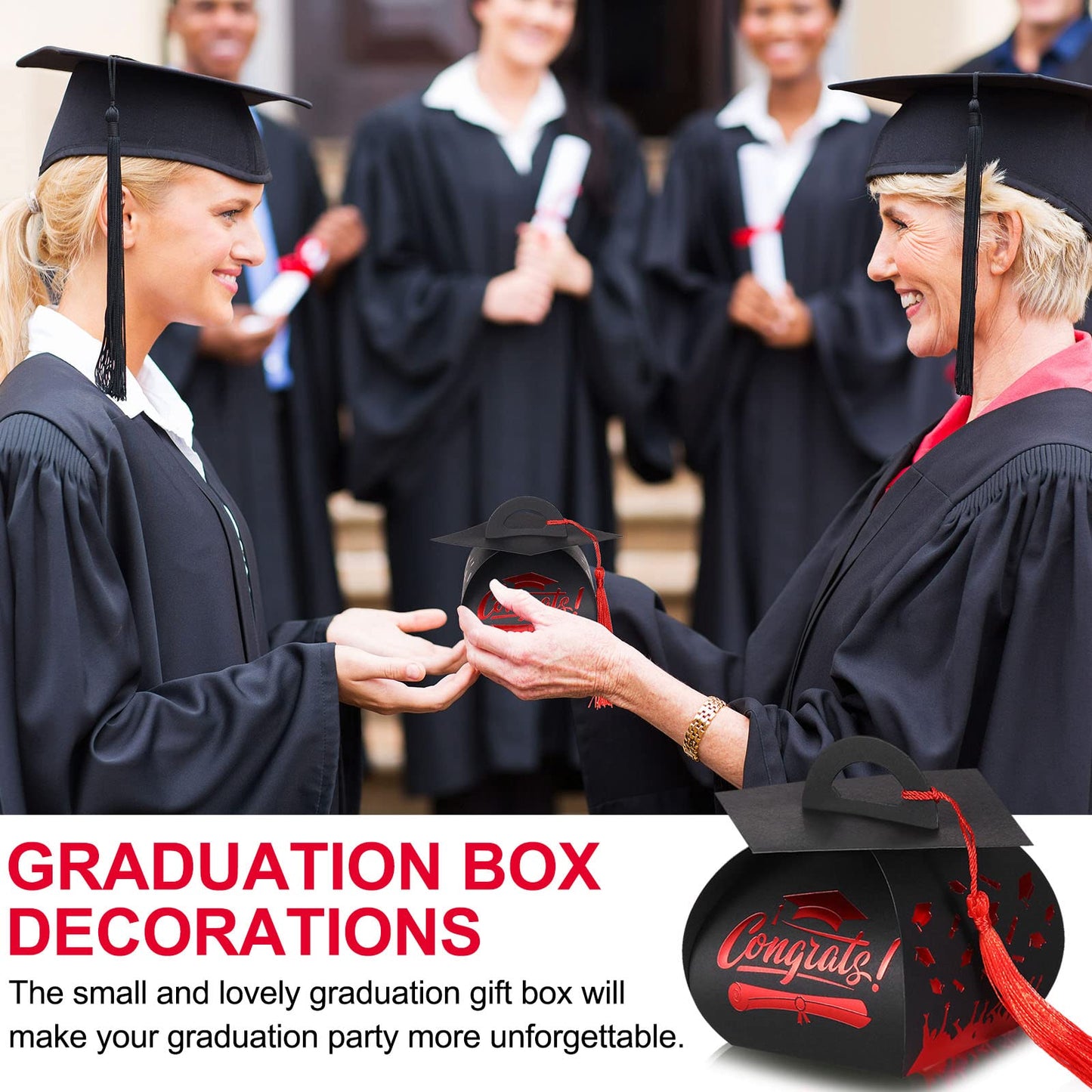 TaoBary 30 Pcs Graduation Cap Gift Boxes Graduation Decorations Class of 2026 Candy Box with Tassel for 2026 Grad Party Favors Supplies(Red)