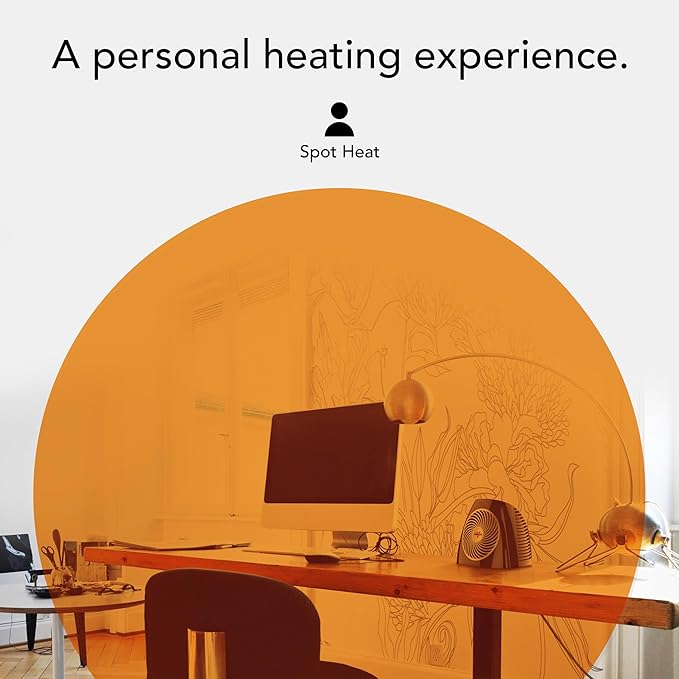 Vornado VH202 (2025) Personal Space Heater, Advanced Safety Features, 2 Heat Settings, Direct Heating, Fan Only Setting, Cool-Touch Exterior, Signature Vortex Heat Circulation, Gentle Heating, Black