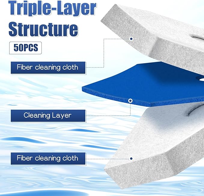 50 PCS Disposable Toilet Scrubber Refill, Toilets Bowl Cleaner Refills Toilet Wand Refill High-Density Fresh Scent and Powerful Cleaning Effect for Bathroom Cleaning Compatible Heads