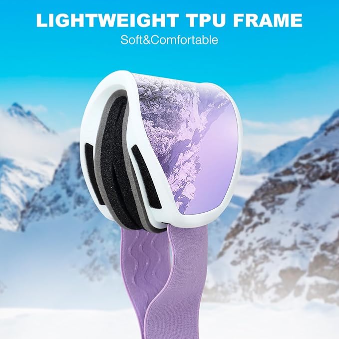 Ski Goggles OTG for Men Women, Anti-Fog Snowboard Goggles UV400 Protection Snow Goggles for Adult Youth
