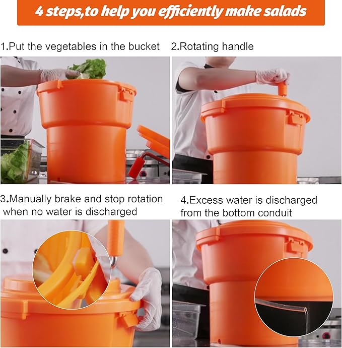 Clivia Large Commercial Salad Spinner Manual Lettuce Dryer Spinner Dryer-Dries Up To 4 Heads Of Lettuces