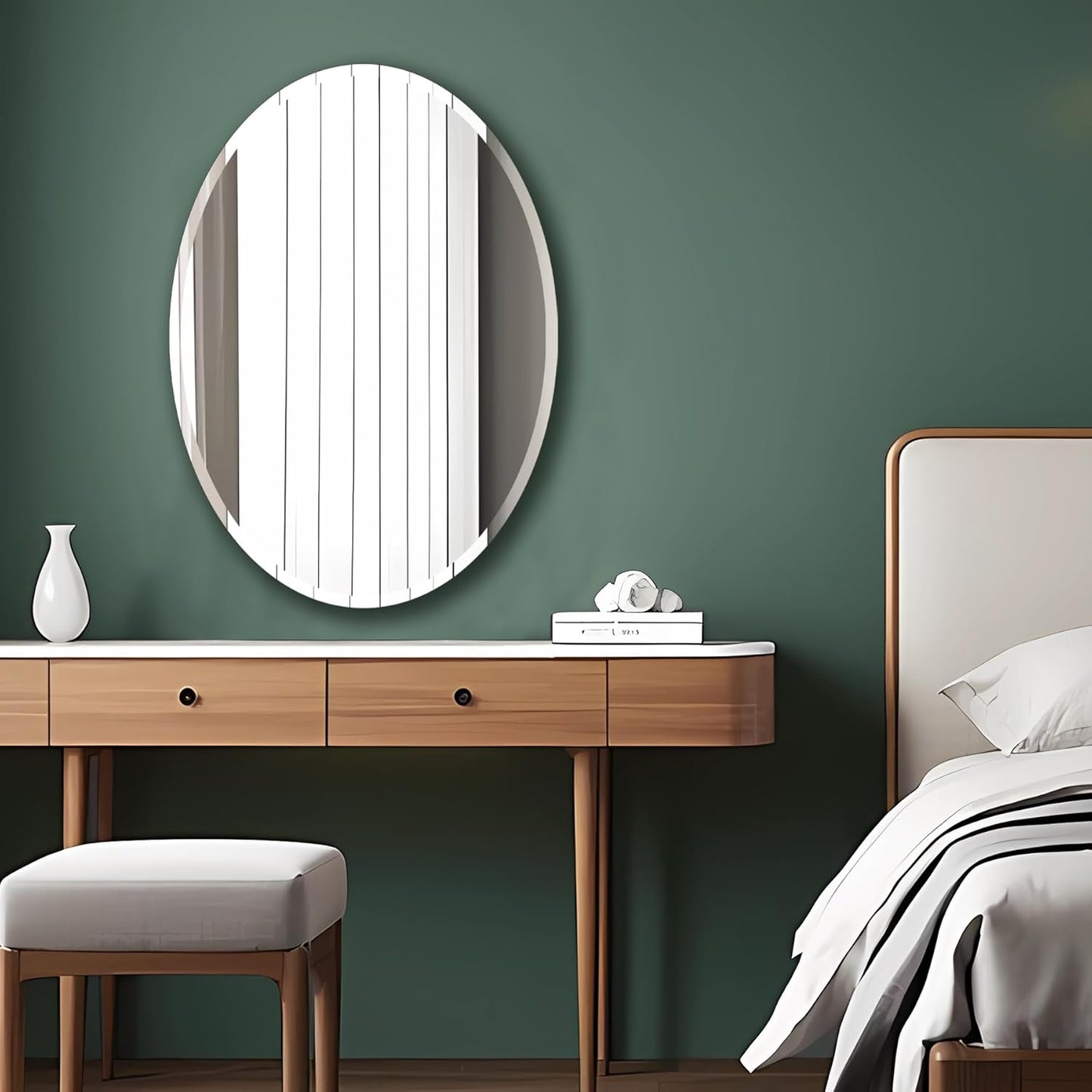 Frameless Oval Mirror, Bathroom Mirror for Over Sink, Beveled Polished Wall Mirror for Bathroom, Bedroom, Vanity and Entryway 24" x 36"