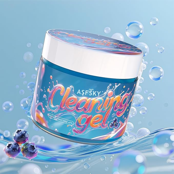 ASFSKY Car Cleaning Gel (Blue,Blueberry) Cleaning Putty Universal Dust Cleaning Car Interior Cleaner Keyboard Dust Remover Car Slime Gifts for Men Women Girl Christmas Stocking Stuffers（1 Pack）