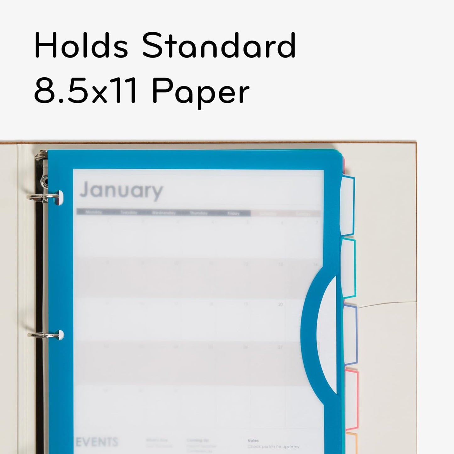 U Brands Poly 5-Tab Three Ring Binder Dividers with Tabs and Pockets, Clear View, 10 Set, Assorted Brights, 3-Hole Punched Pocket Dividers