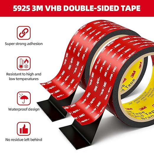 Double Sided Tape Heavy Duty 0.39in x 10ft, Heavy Duty Removable Mounting Tape, Adhesive Strips Double Sided Mounting Tape, Strong Foam Tape for Walls Picture Hanging Poster, Car, LED Strip Light
