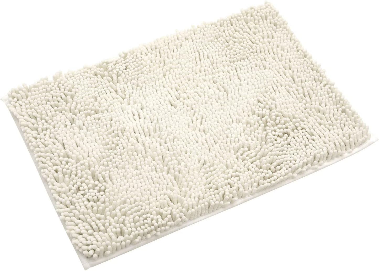 Non-Slip Bath Rug,Extra Soft Microfiber Bedroom Shag Carpet with Anti-Slip Backing,Water/Dust Absorbent Fast Dry Shower Mat,Sound Insulated Stairs Pad,Machine Washable (Ivory,15 x 23 Inches)