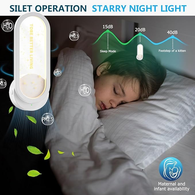 Air Purifier Plug In for Home Night light design,Air Ionizer Purifier Plug In,Portable Negative Ion Generator,Ionic Air Freshener For Pet Odor,Kitchen Odor,Dust,Smoke Smell