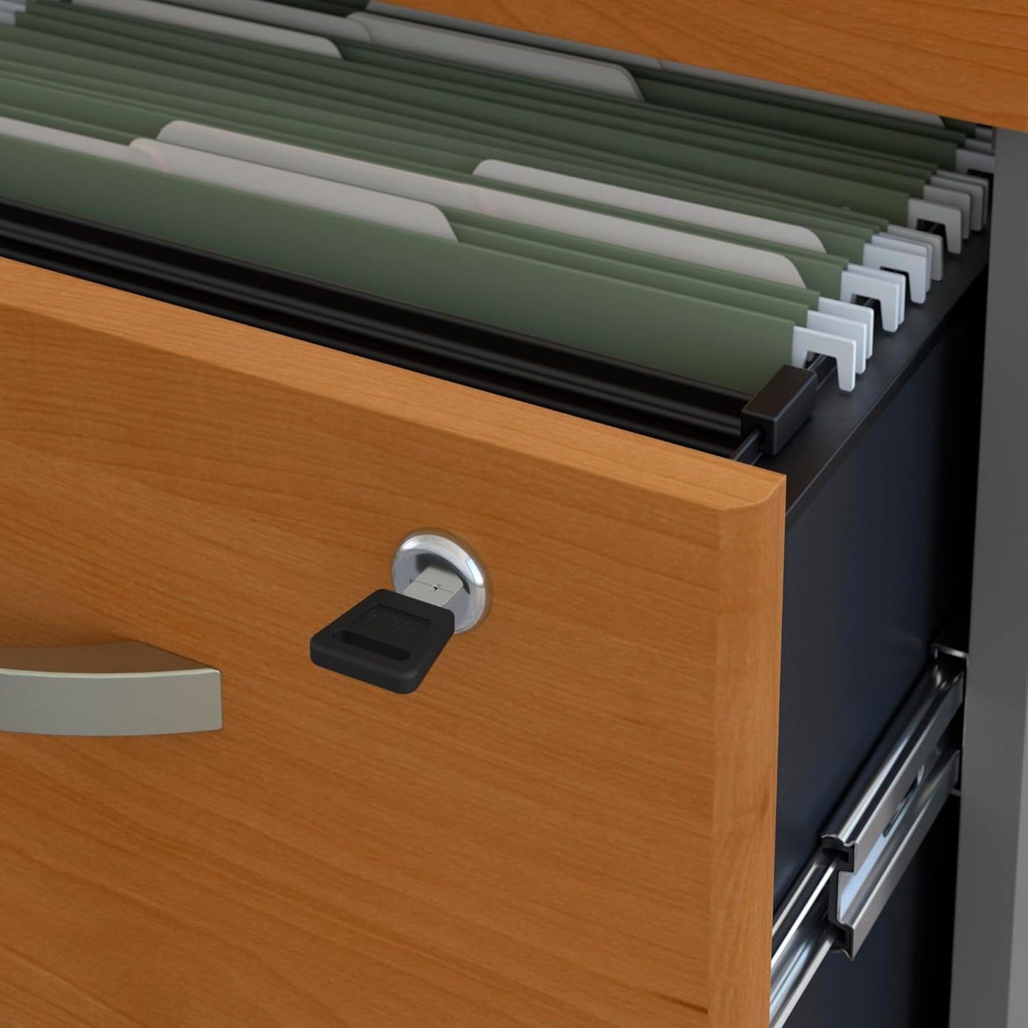 Bush Business Furniture Series C 3 Drawer Mobile File Cabinet in Natural Cherry, Assembled Office Storage Unit for Home or Commercial Spaces