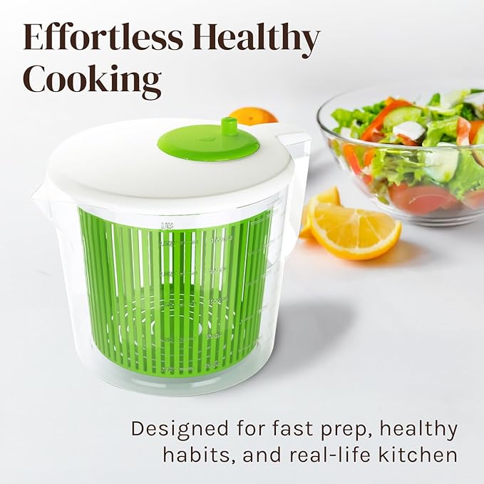 Small Salad Spinner, Mini Salad Spinner and Dryer With Measuring Cup Bowl, Best Rated Lettuce Spinners Single Serve, Colander with Spinner, Vegetable Washing Basket, Great Fruit Washer and Strainer