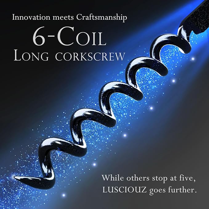 Zero Resistance Corkscrew Silent Wine Bottle Opener Waiters Corkscrew Wine Key Made in Japan (6-Coil Long Corkscrew)