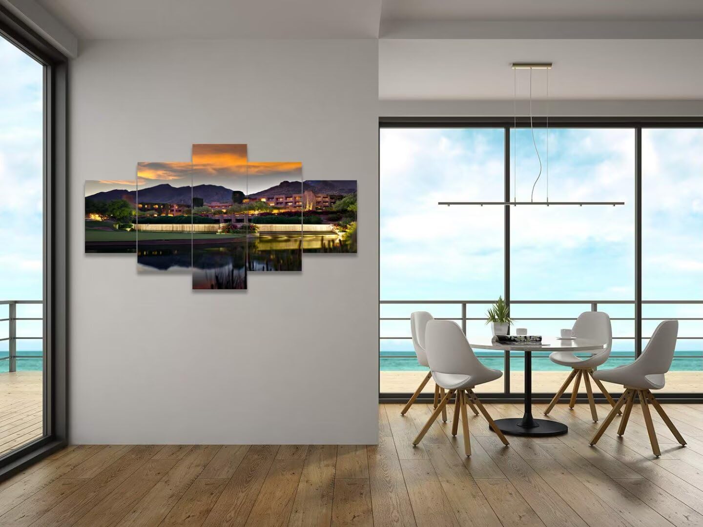 chenchenArt Foothill Mountains Golf Course Wall Art for Office Living Room Bedroom Home Decorations Golf Course Pictures Posters Canvas Prints Modern Artwork Framed Ready to Hang(60''W x 32''H)