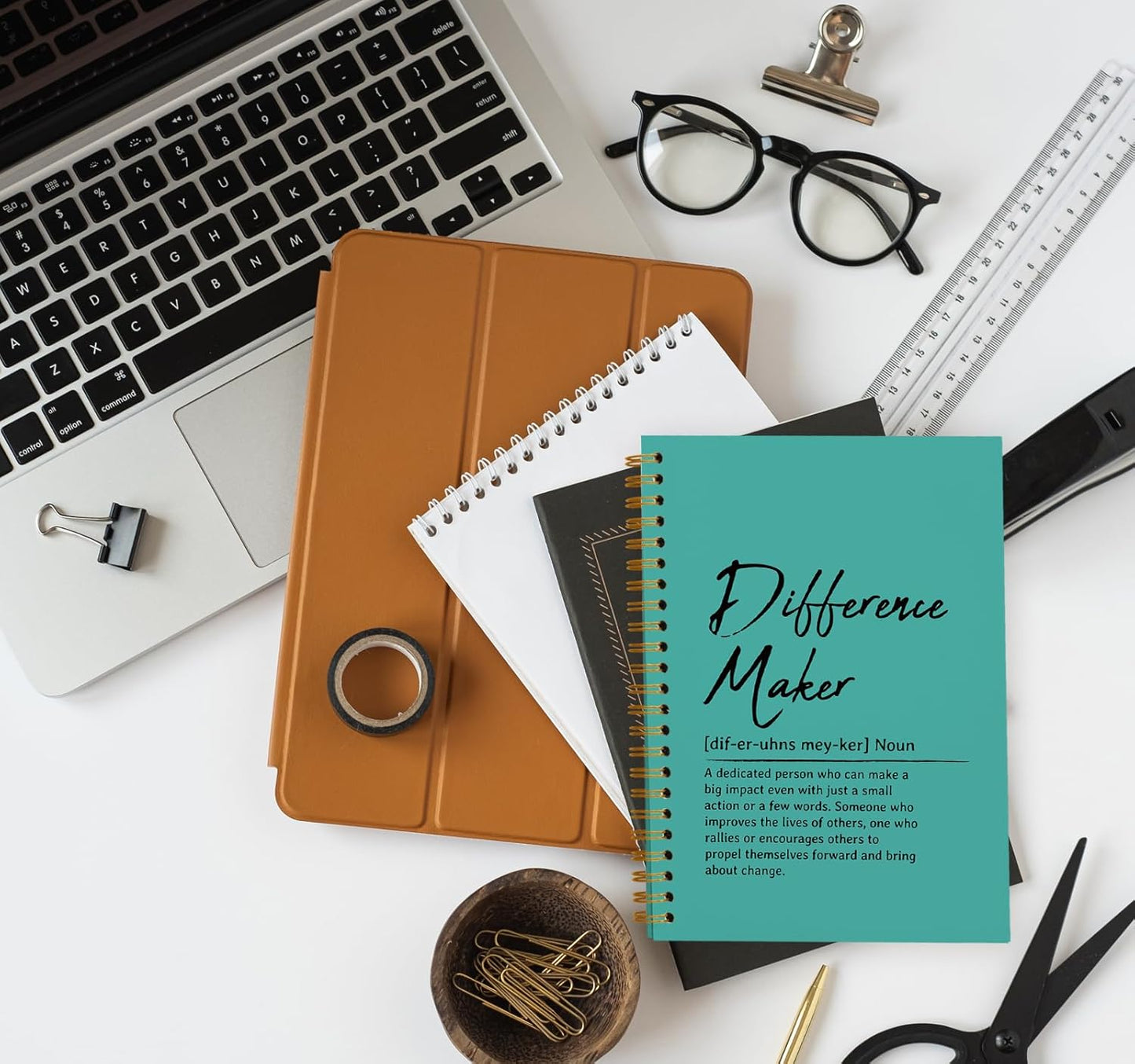 OXW Green Meeting Notebooks for Work, Difference Maker Gift Office Work Notebook Journal for Writing Note Taking, Thank You Gifts for Women Men Leader Boss Mentor Manager Principal, 5.5"x8.3"