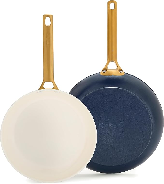 GreenPan Nonstick Reserve Pro 10” & 12” Frying Pan Set, NSF Certified Ceramic, Hard Anodized PFAS-Free Skillets, Stainless Steel Handles, Oven & Dishwasher Safe, Twilight Blue