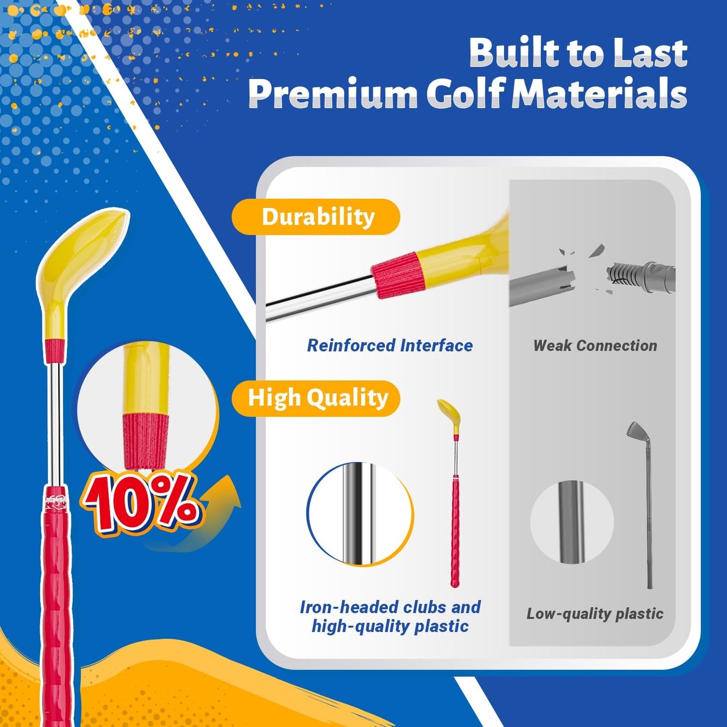 EagleStone Toddler Golf Set with Foot Pedal Launcher, Kids Golf Toy for Ages 3-8, Includes Adjustable Golf Club, 15 Balls & Golf Cart, Indoor&Outdoor Sports Gift for Boys and Girls