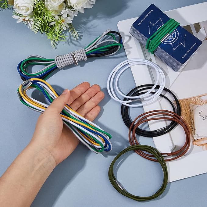 SUPERFINDINGS 16Pcs 8 Colors Elastic Garbage Can Bands PVC Adjustable Large Trash Can Bands Trash Cans Bag Holder Straps Garbage Box Straps for Home and Office, Length:75.4cm/29.7"