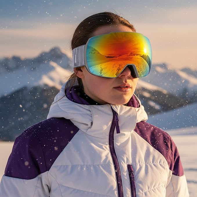 OULAIQI OTG Ski Goggles UV400 Anti-Fog Snowboard Glasses for Men Women Youth- Perfect for Skiing, Snowboarding,Winter Sports