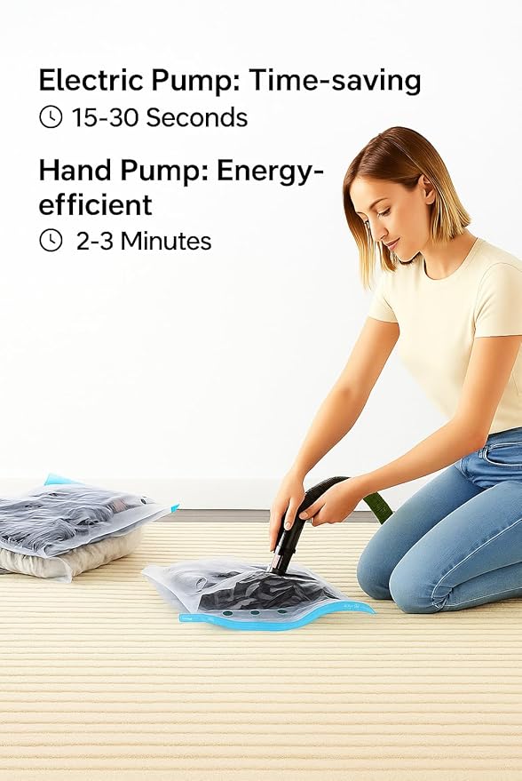 Vacuum Storage Bags for Travel and Home,Space Saver Bags for Clothes,(with Hand Pump, Large, 8-Pack 40 * 60)