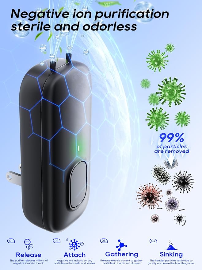 Cat Litter Deodorizer Plug in - Ozone-Free Negative Ion Air Purifier for Litter Box, Compact Odor Eliminator for Strong Pet Odors, Dog Odor Eliminators for Home, Bedroom, Kitchen (black 4pcs)