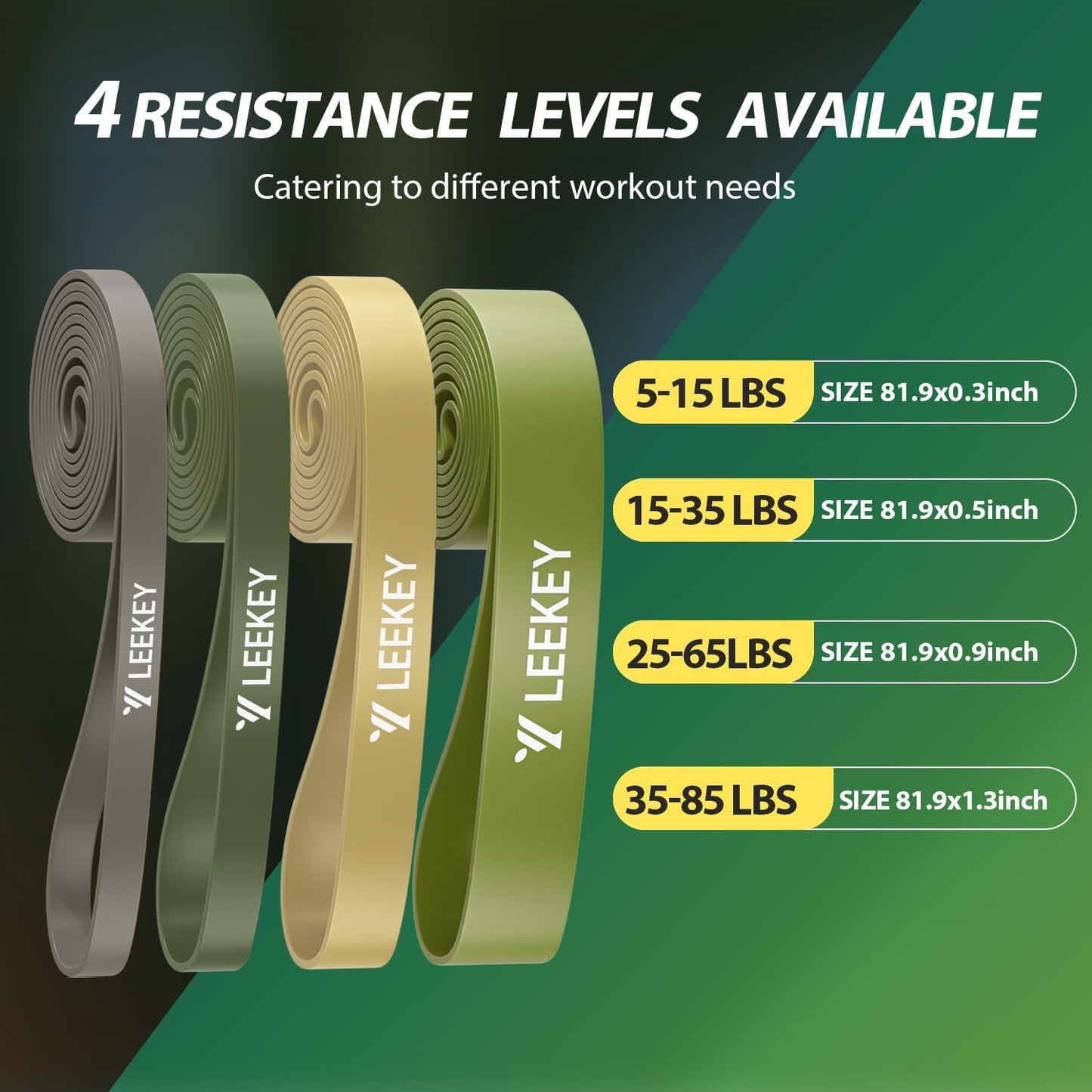 LEEKEY Resistance Bands, Exercise Bands with Handles,Pull Up Assist Bands - Band Set with Door Anchor - Bands for Working Out,Band for Men and Women Fitness Training,Home Workouts