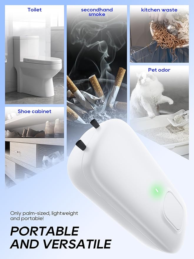 Cat Litter Deodorizer Plug in - Ozone-Free Negative Ion Air Purifier for Litter Box, Compact Odor Eliminator for Strong Pet Odors, Dog Odor Eliminators for Home, Bedroom, Kitchen (white 2pcs)