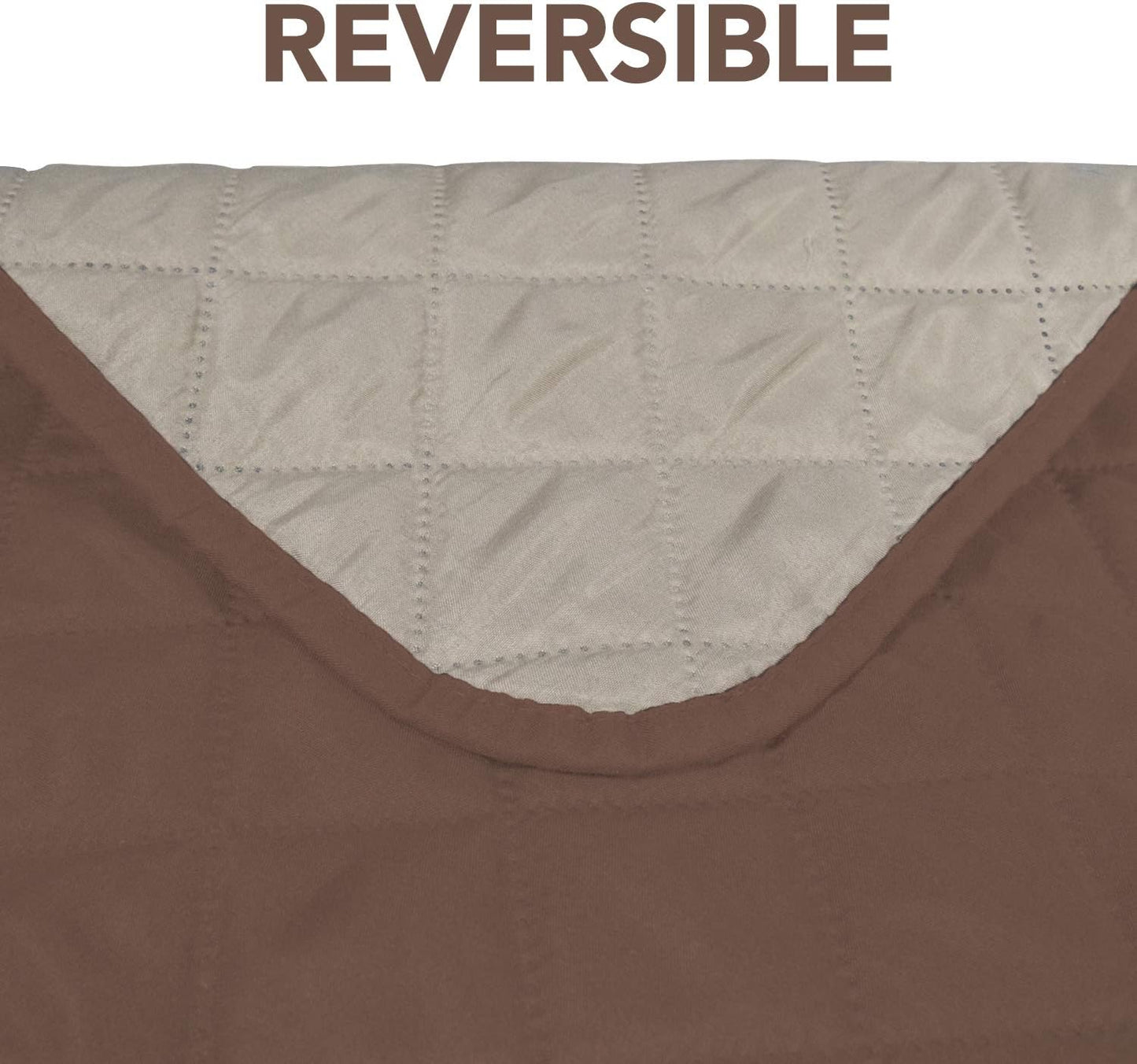 PureFit Reversible Sofa Cover Water Resistant Loveseat Couch Cover, Machine Washable Furniture Cover with Non-Slip Foam and Adjustable Strap for Dogs, Pets (Loveseat, Brown/Beige)