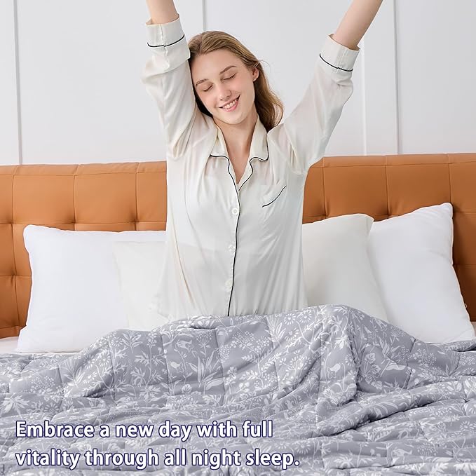 yescool Weighted Blanket for Adults (20 lbs, 48" x 72", Pearl Grey) Cooling Heavy Blanket for Sleeping Perfect for 140-160 lbs, Twin Size Breathable Blanket with Premium Glass Bead, Machine Washable