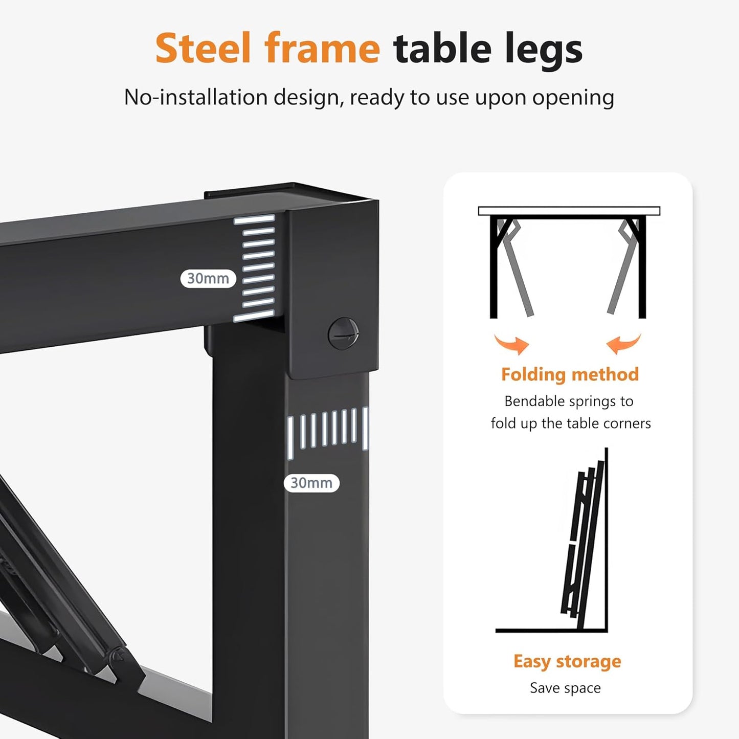DlandHome Computer Desk Folding Table 39.4 inches Writing Desk for Small Space Study Table Laptop Desk No Assembly Required Black&Black