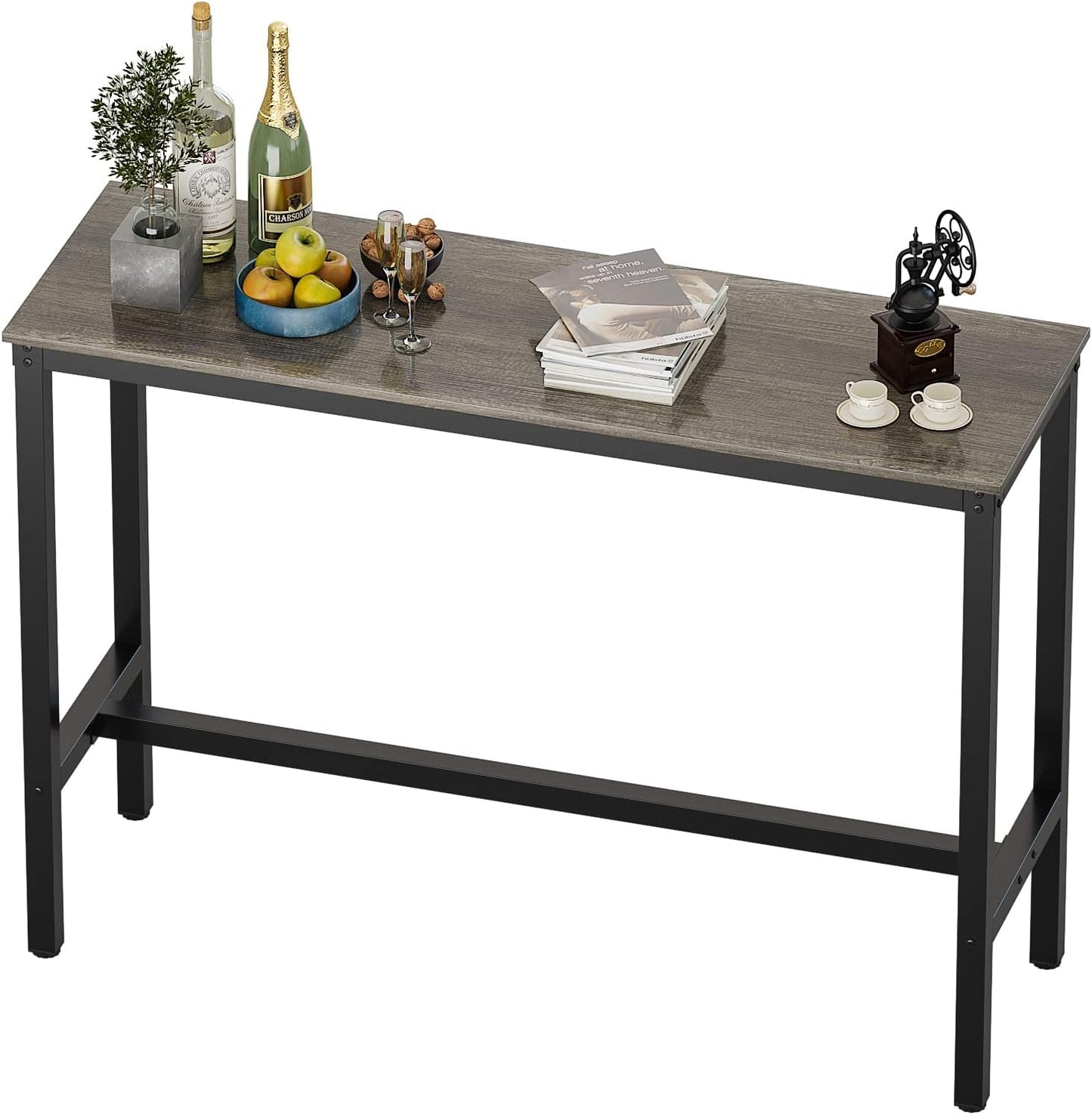 Teraves Bar Table, Bar Height Pub Table, Counter Height Table with Sturdy Metal Frame, Rectangular High Top Table for Kitchen & Dining, Living Room (55.11", Black Oak)