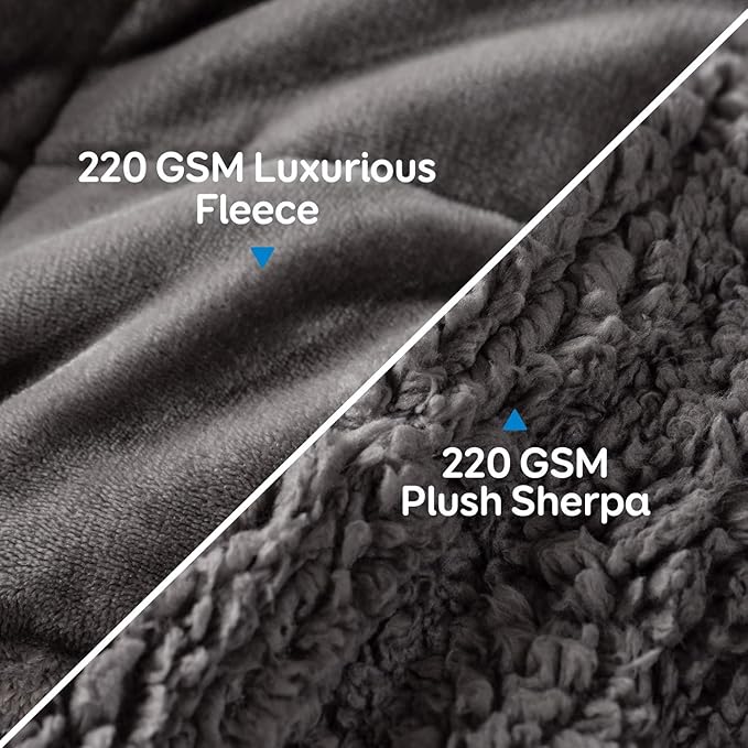 Cottonblue Sherpa Fleece Weighted Blanket 12lbs, Sherpa Flannel Cozy Plush Bed Blanket, Fuzzy Bedding Blankets Throw, Minky Soft Blanket for Sofa Bed, 48 x 72 inches,Grey