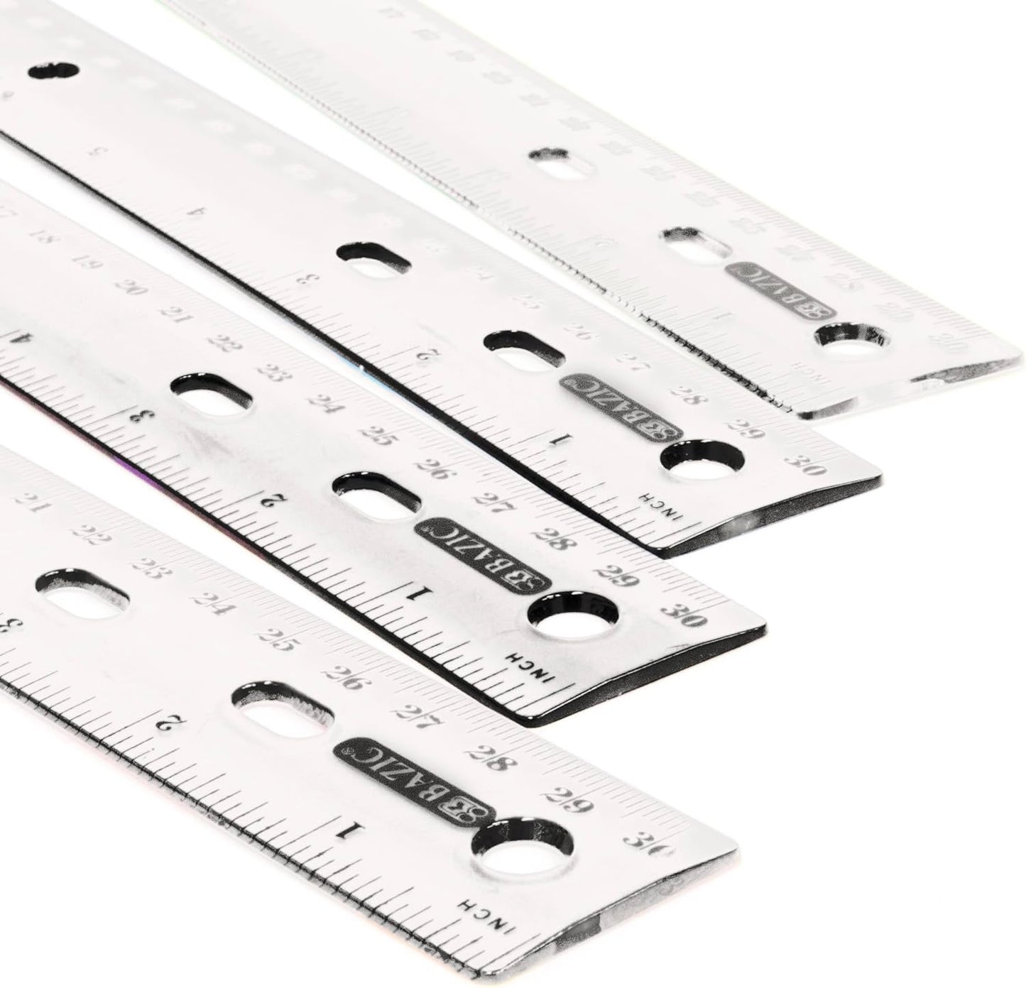 BAZIC Products Plastic Clear Rulers 12 inch (30cm), Inches Centimeter Metric Ruler Measuring Long Ruler, Straight Edge Ruler for Students School Supplies, 288-Pack