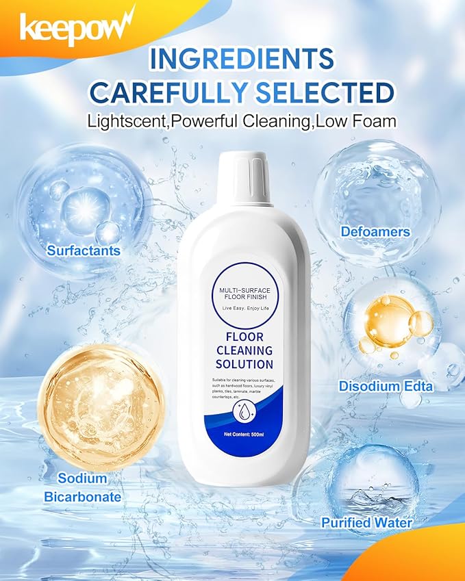 KEEPOW Floor Cleaning Solution Compatible With Tineco Cordless Wet Dry Vacuum Cleaner iFLOOR Series, FLOOR ONE S3 / S5 / S6 / S7 / S9 Artist Series, Unscented, 16.9 OZ*2 Bottle