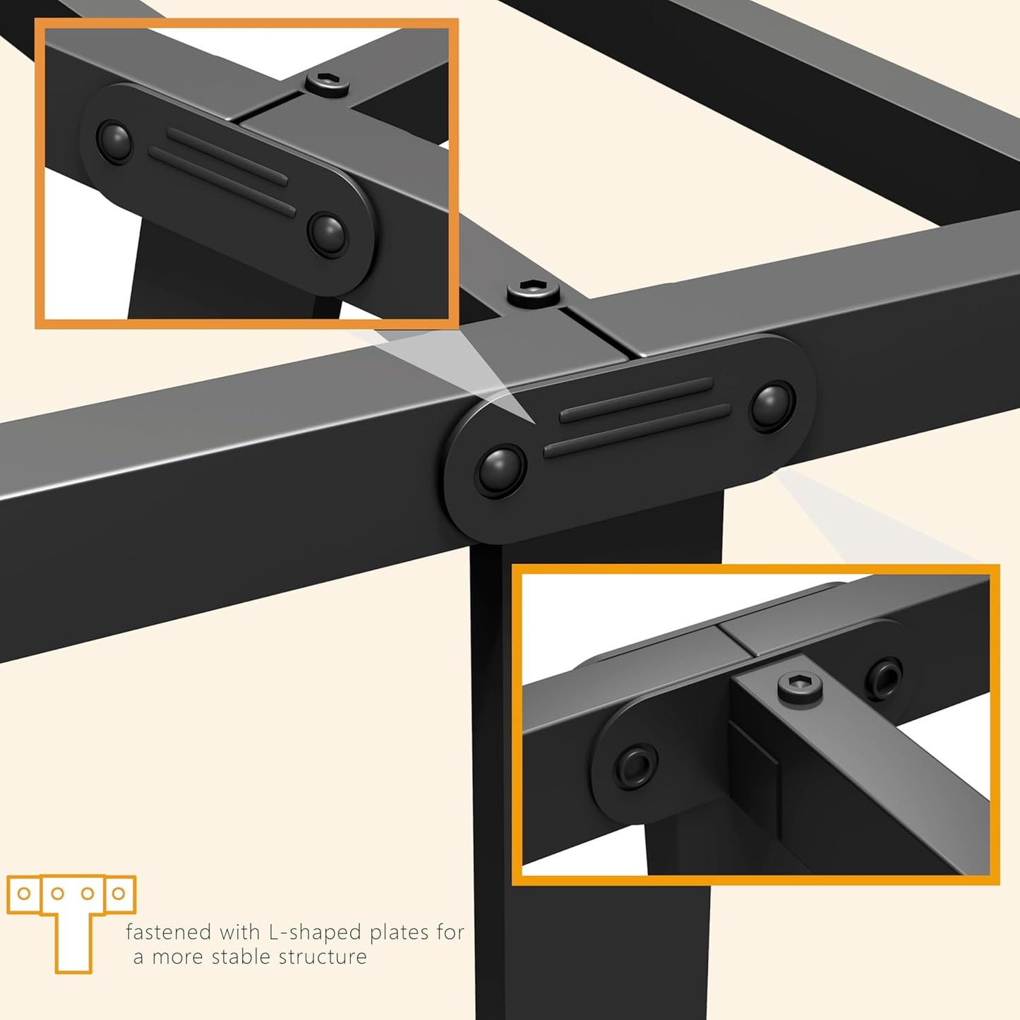 Metal Bed Frame,14Inch King Size Bed Frame with Storage Space,Heavy Duty Sturdy Mattress Foundation,Easy Assembly,No Box Spring Needed,Black,King Grey