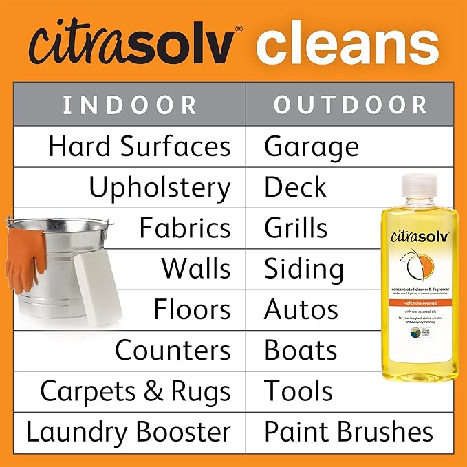 Citra Solv Concentrated Household Cleaner & Degreaser - Valencia Orange Scent - 16 Fl Oz, Safe, Effective, and Versatile Cleaning Solution, Natural Ingredients, Biodegradable, Made in USA