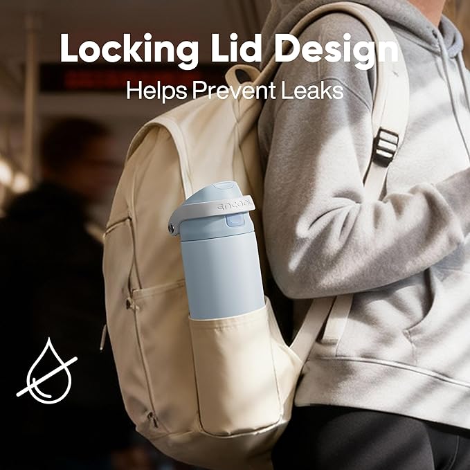 ENCOOL Leakproof Insulated Water Bottle with Straw Dual-Sip Water Bottle Bag-Safe Design for Work, Commute & Gym – Keeps Drinks Cold All Day, 18 oz, Butter Yellow