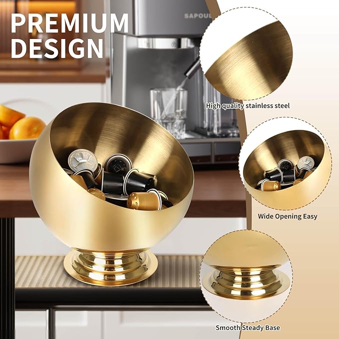 Coffee Pod Holder-Coffee Pod Storage-K Cup Holder-Espresso Pod Holder-Coffee Pod Organizer（GOLD