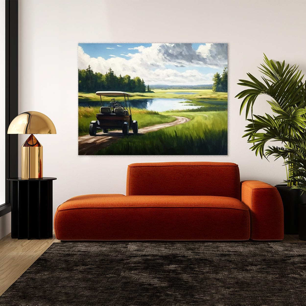 Sense Canvas Golf Cart Fairway Landscape 23 Canvas Art - Home Decor Wall Art Print Poster Painting Large 40x30 / 0.75"