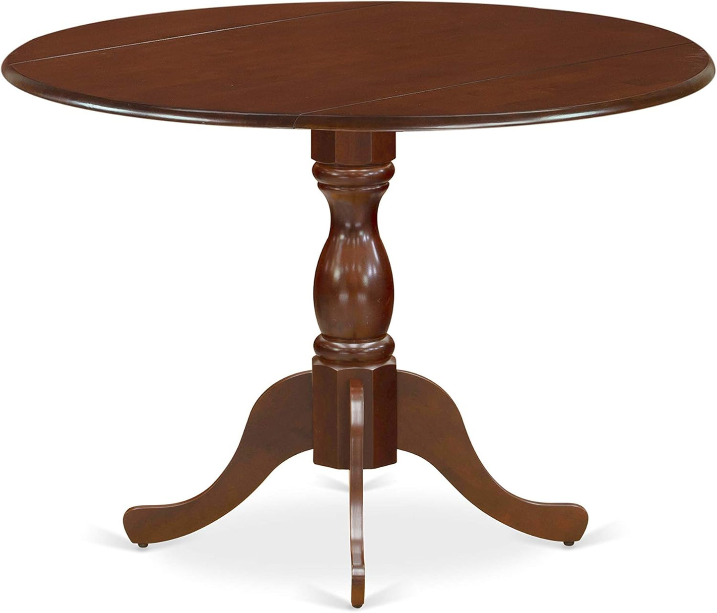 East West Furniture DMIP3-MAH-C 3 Piece Dining Set Contains a Round Dining Room Table with Dropleaf and 2 Linen Fabric Upholstered Chairs, 42x42 Inch, Mahogany